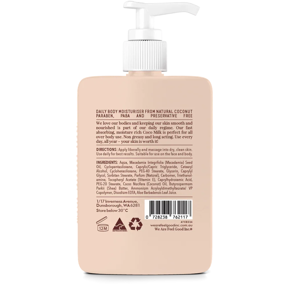 Back View of 400mL We Are Feel Good Coco Milk Moisturizing cream