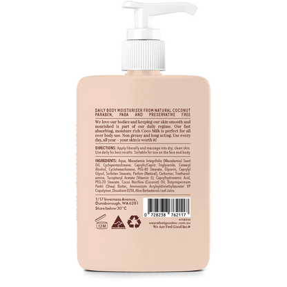Back View of 400mL We Are Feel Good Coco Milk Moisturizing cream