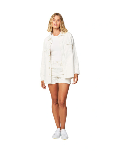 Womens jacket and shorts in plain white color. 