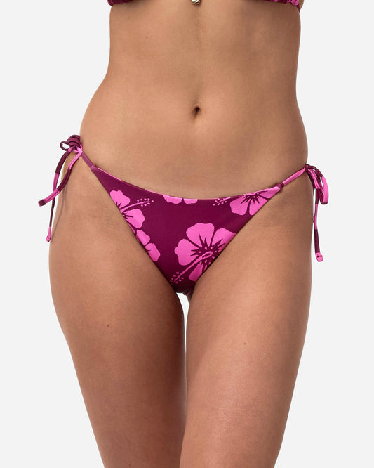 Poseidon Reversible Tie Side Bikini Bottom - Hibiscus Berry Lilac
