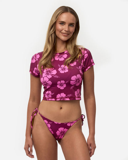 Womens Crop Rashie - Berry Lilac
