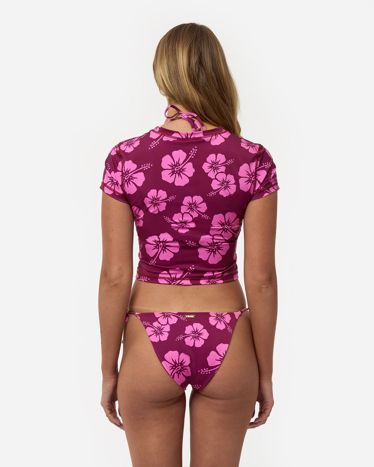Womens Crop Rashie - Berry Lilac