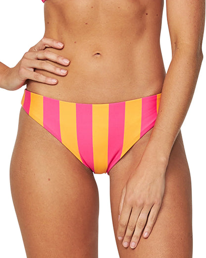 Womens - Swim Bottom - Revo Ariel - Reversible Hibiscus Melon Pink / Melon Pink Stripe