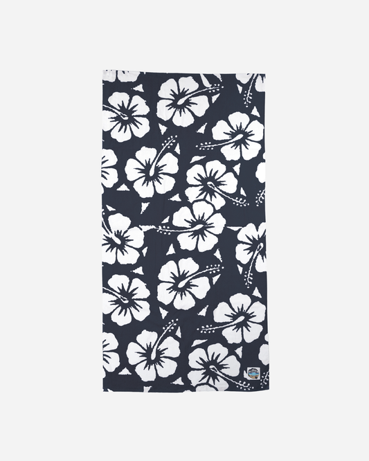 Beach Hibiscus Towel - Navy White