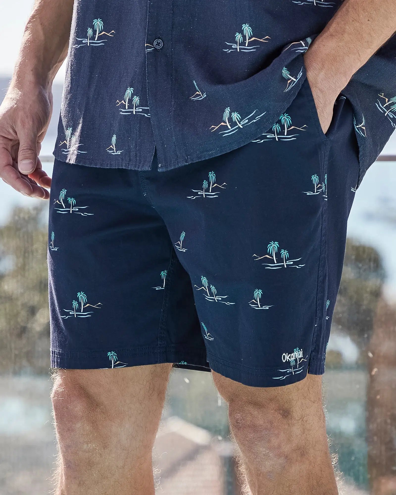 Okanui Cotton Walking Shorts for Men | Isle Heritage Midnight