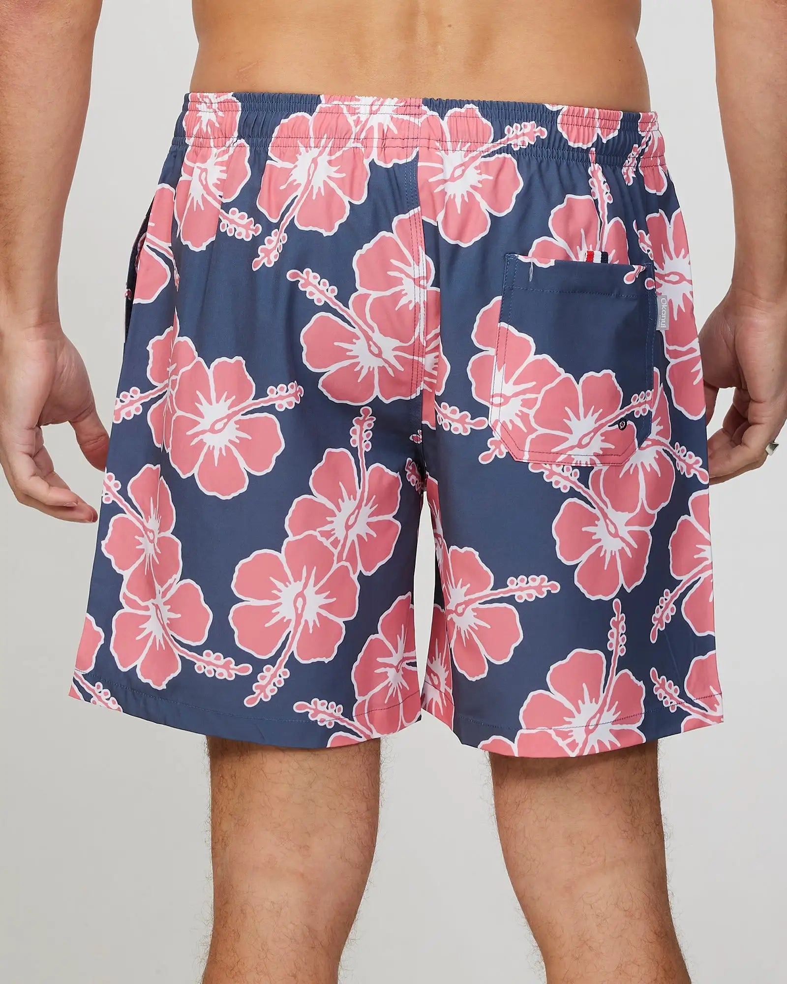 Back view of the Okanui Mens Stretch Swim Short in Iron Pink