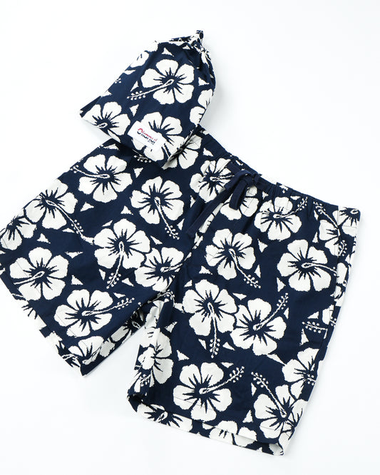 Mens Sleep Short  - Hibiscus Navy