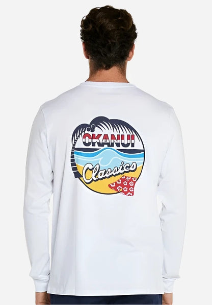 Okanui Classic Long Sleeve T Shirt for Men White