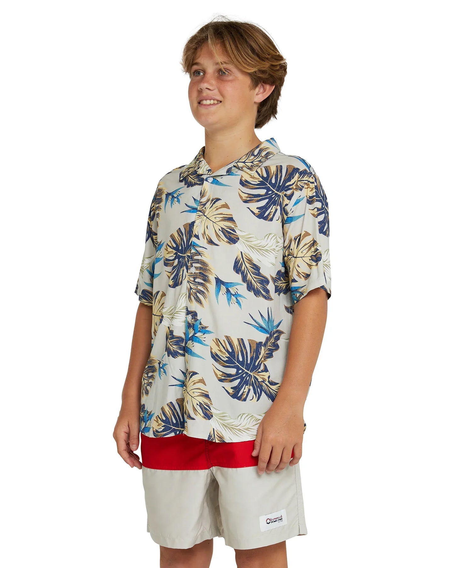 Boys - Short Sleeve Aloha Shirt - Tropical Fade - Stone