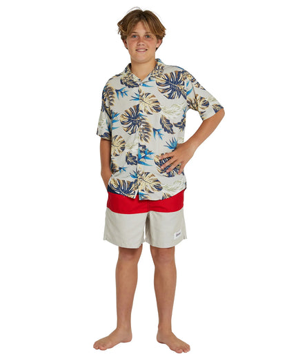 Boys - Short Sleeve Aloha Shirt - Tropical Fade - Stone