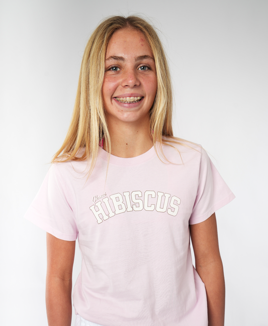 Girls College Hibiscus T'Shirt - Washed Lilac
