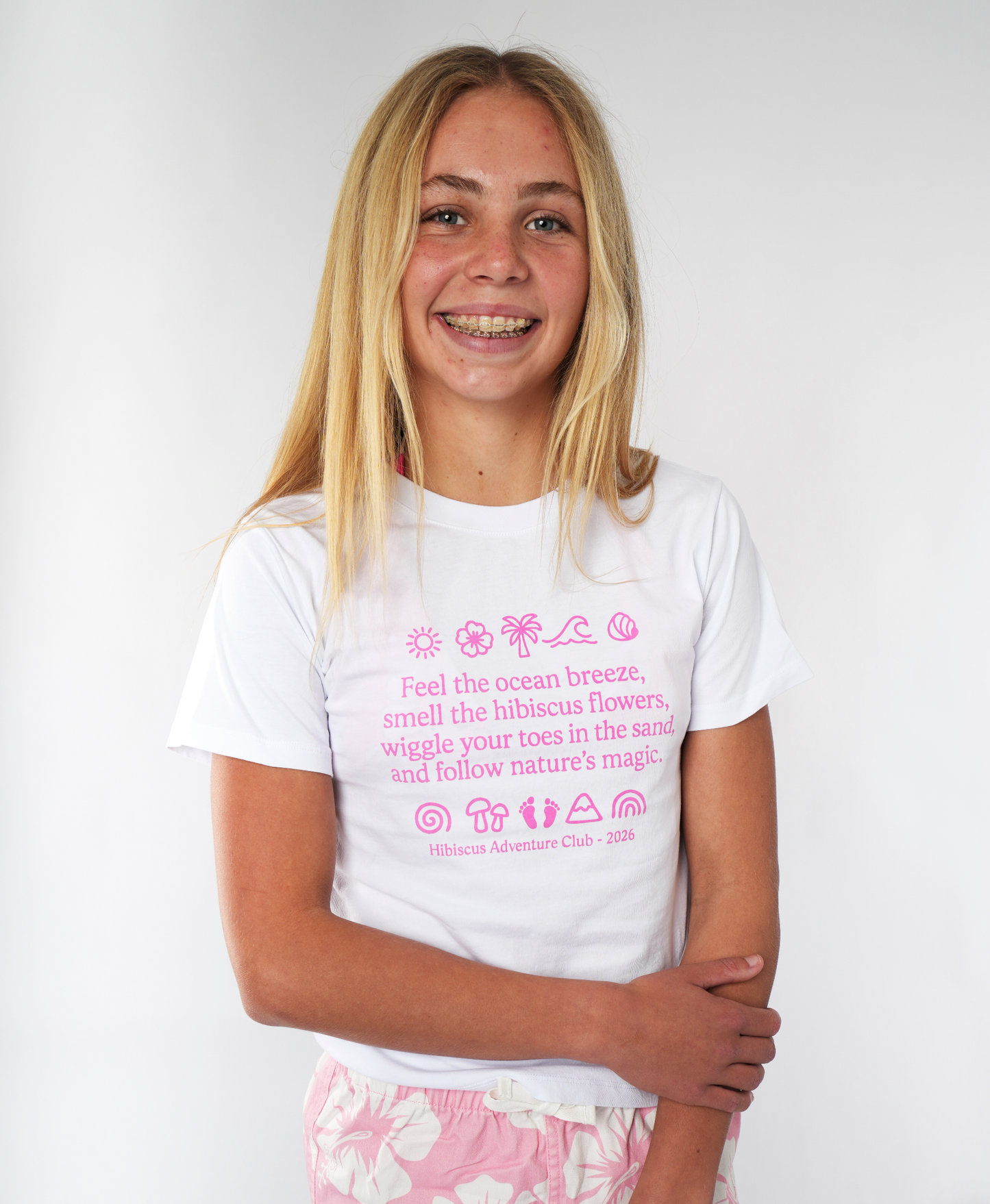 Girls Ocean Breeze T'Shirt - White Pink
