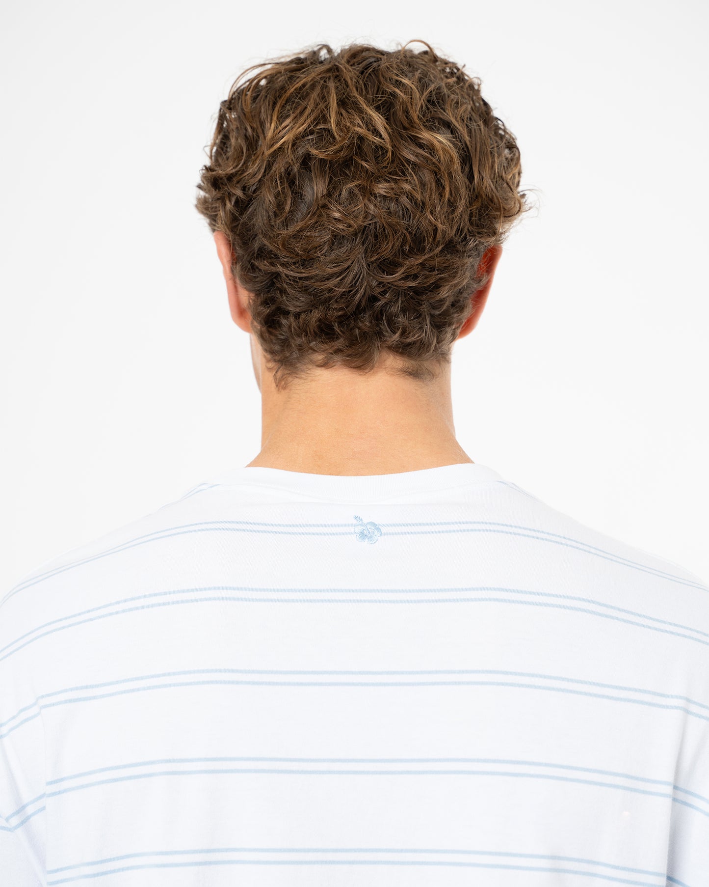 Mens  Boxy T'Shirt  - Stripe White Ice
