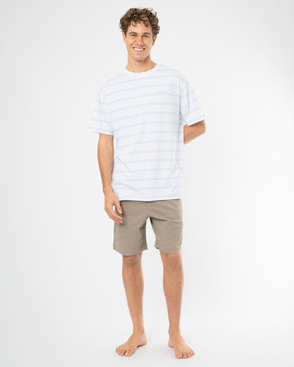 Mens  Boxy T'Shirt  - Stripe White Ice
