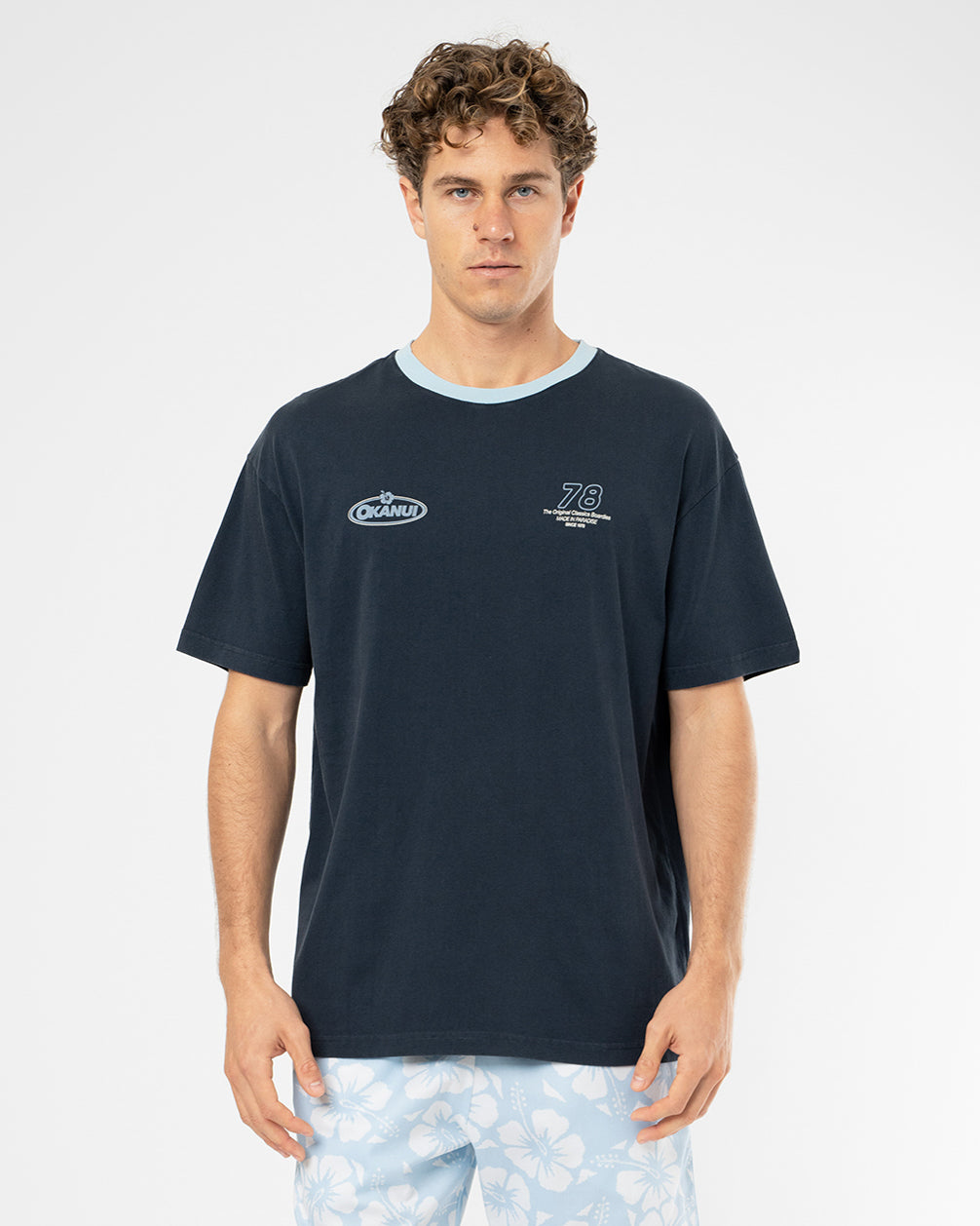 Mens  Lookback Boxy T'Shirt - Washed Navy
