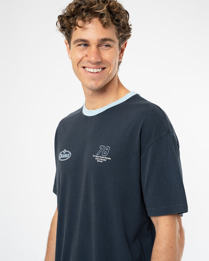 Mens  Lookback Boxy T'Shirt - Washed Navy