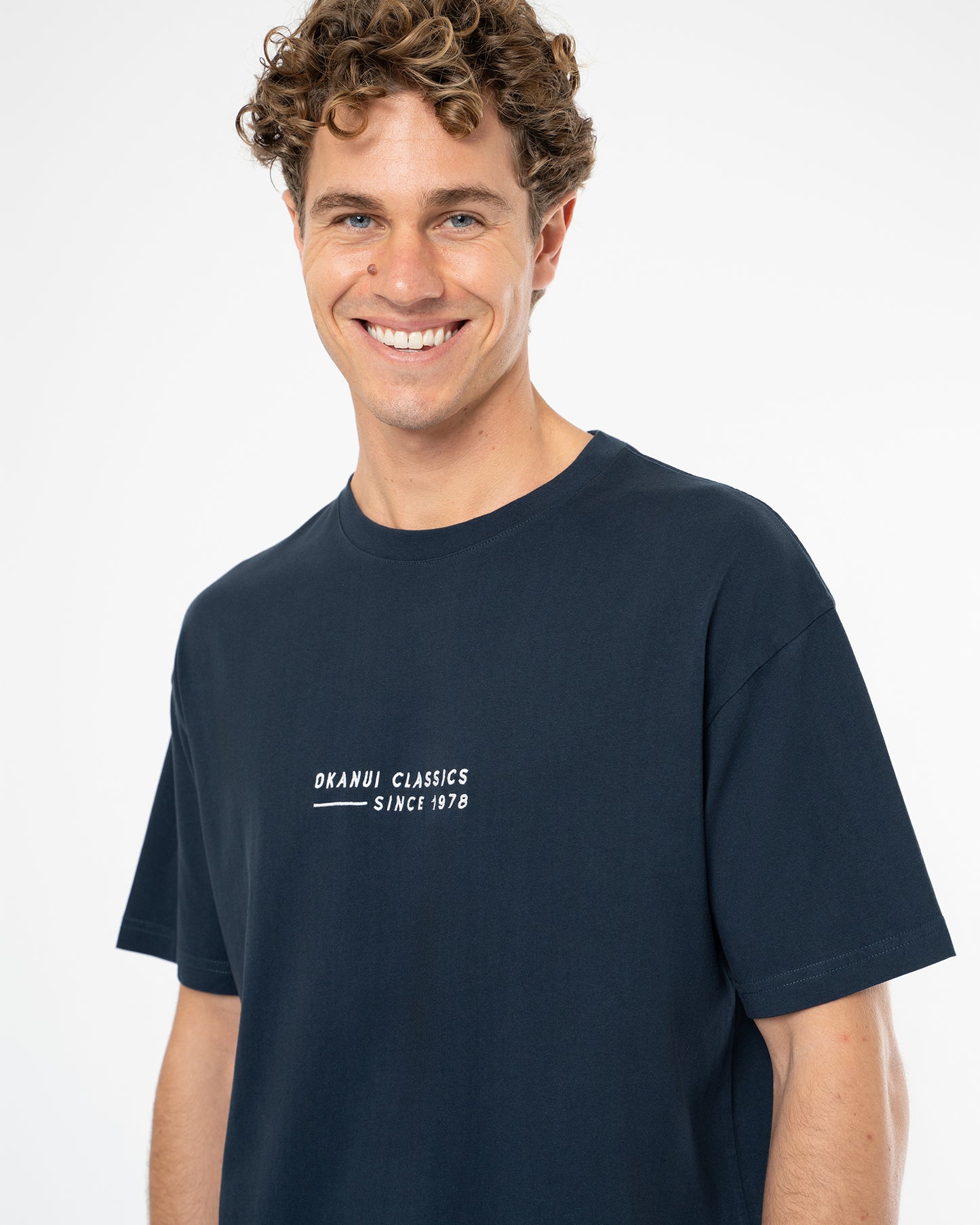 Mens Stitched Boxy T'Shirt - Navy
