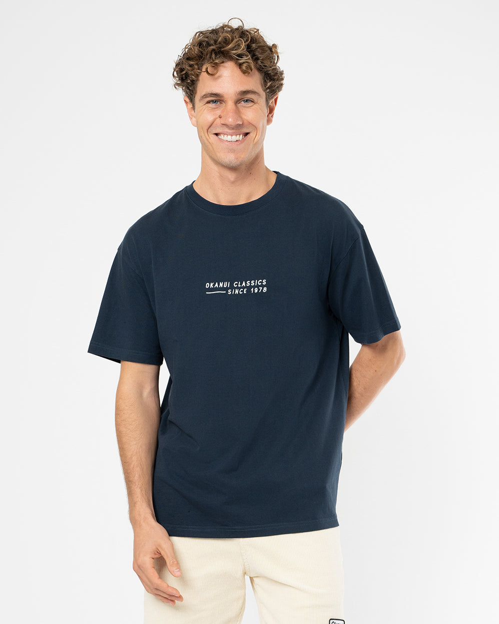 Mens Stitched Boxy T'Shirt - Navy