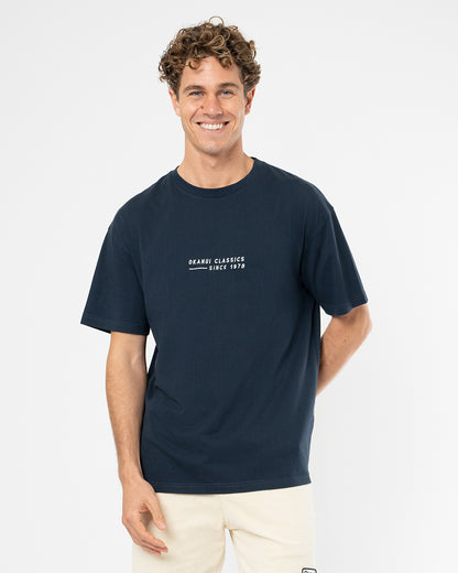 Mens Stitched Boxy T'Shirt - Navy