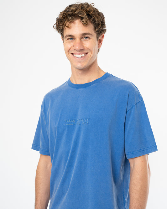 Mens Stitched Boxy T'Shirt - Washed Sea