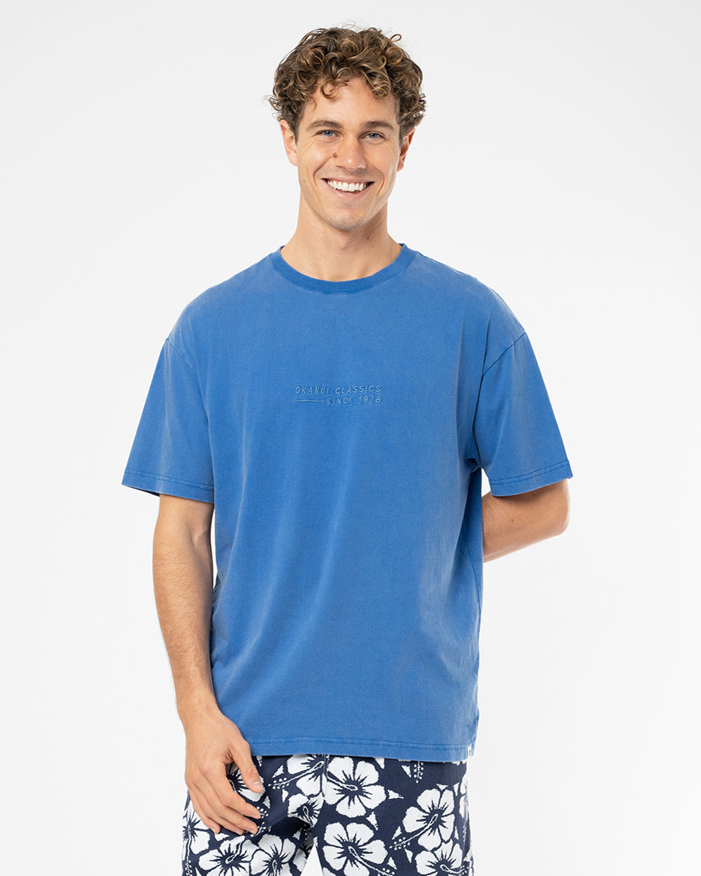 Mens Stitched Boxy T'Shirt - Washed Sea