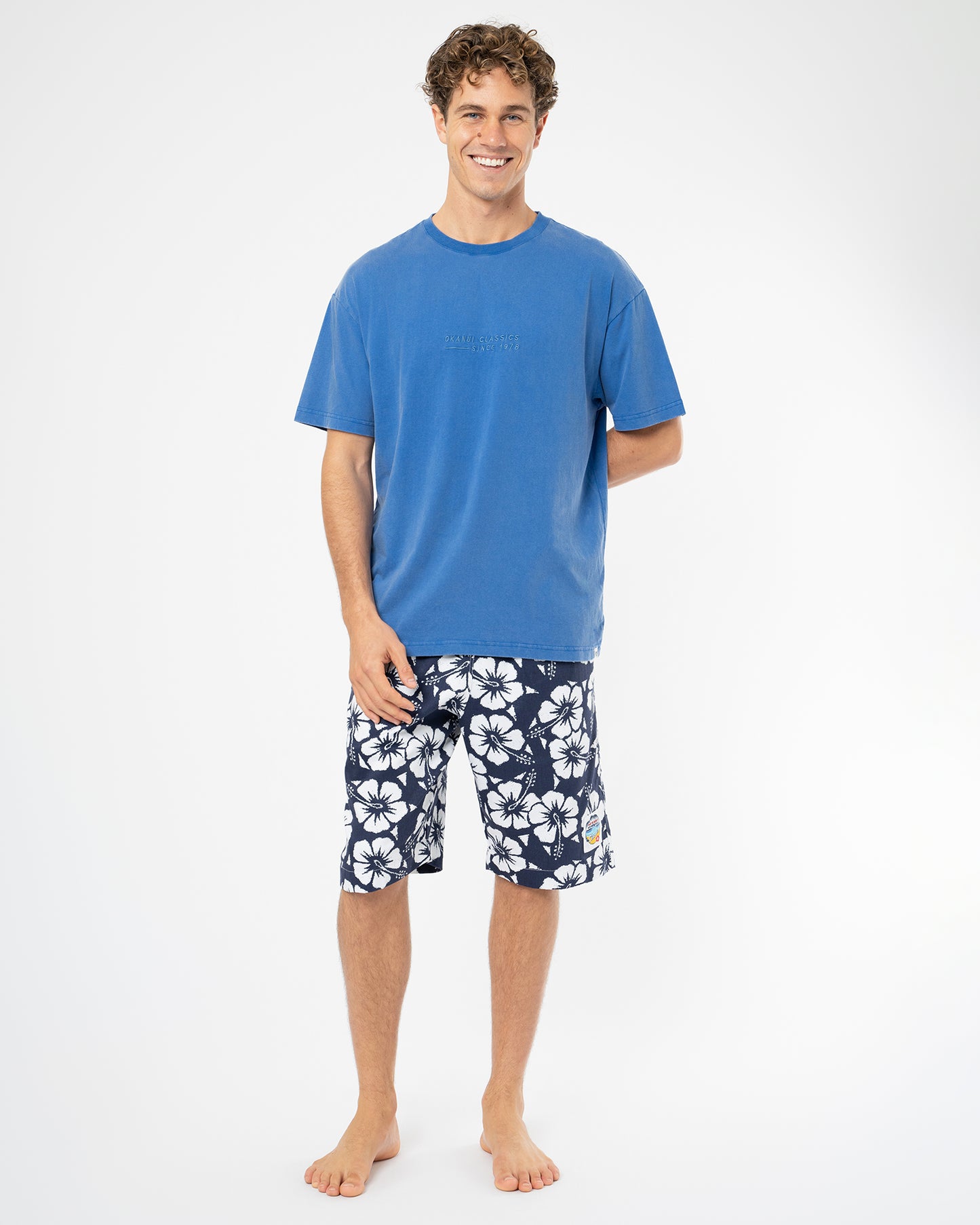 Mens Stitched Boxy T'Shirt - Washed Sea