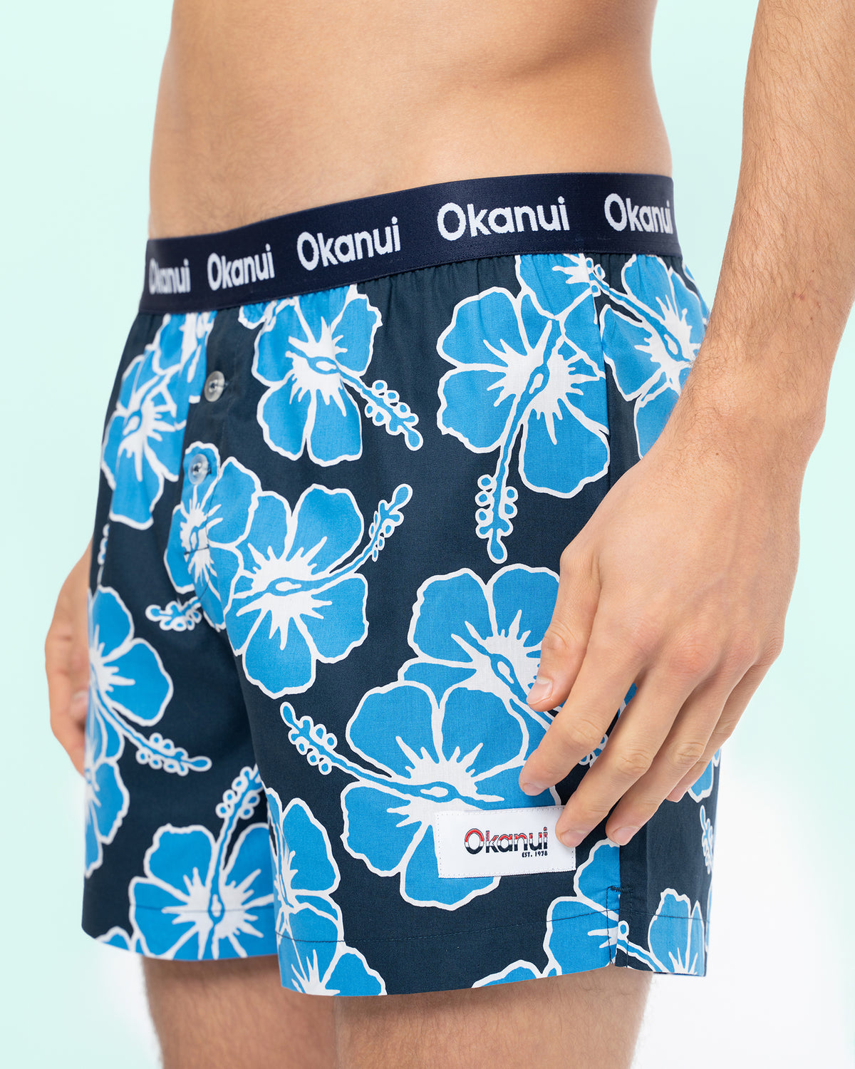 Mens Classic Boxer Short - Way Back When Navy Sea White