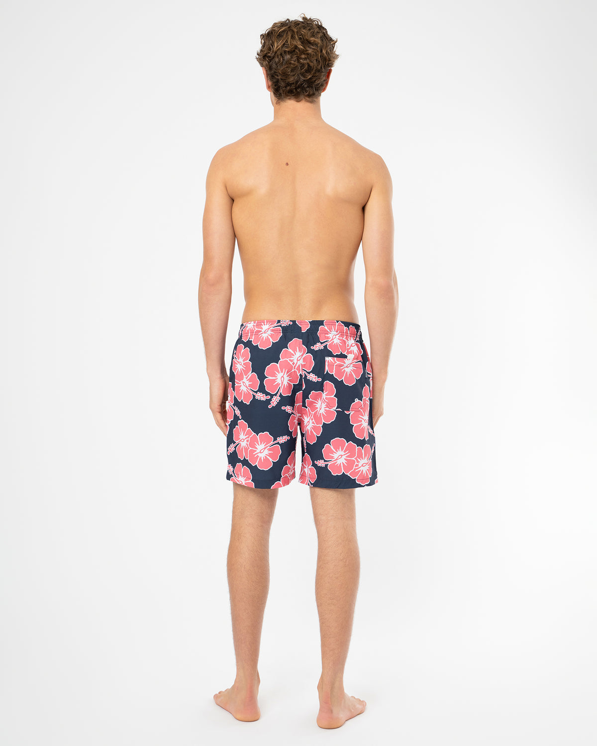 Way Back When Swim Short  - Stretch - Navy Pink White