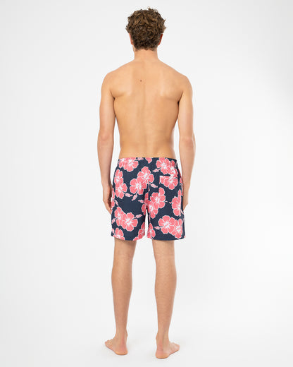 Way Back When Swim Short  - Stretch - Navy Pink White