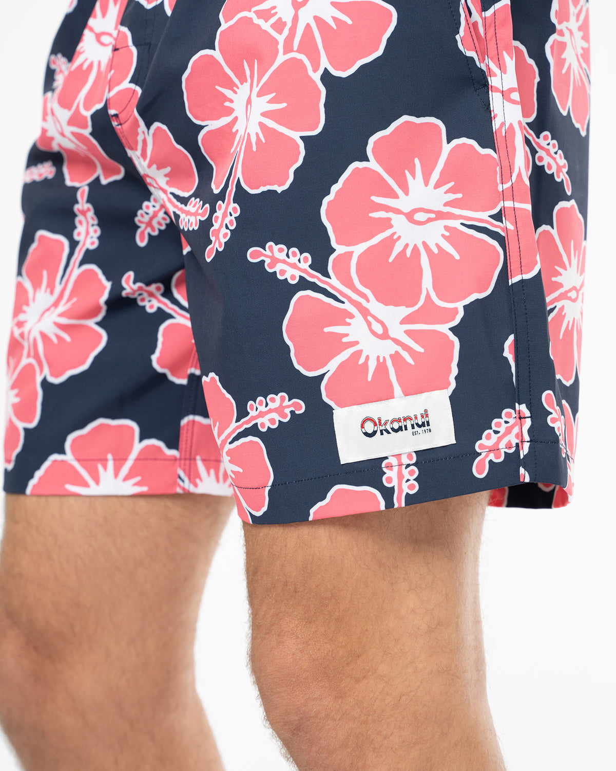 Way Back When Swim Short  - Stretch - Navy Pink White