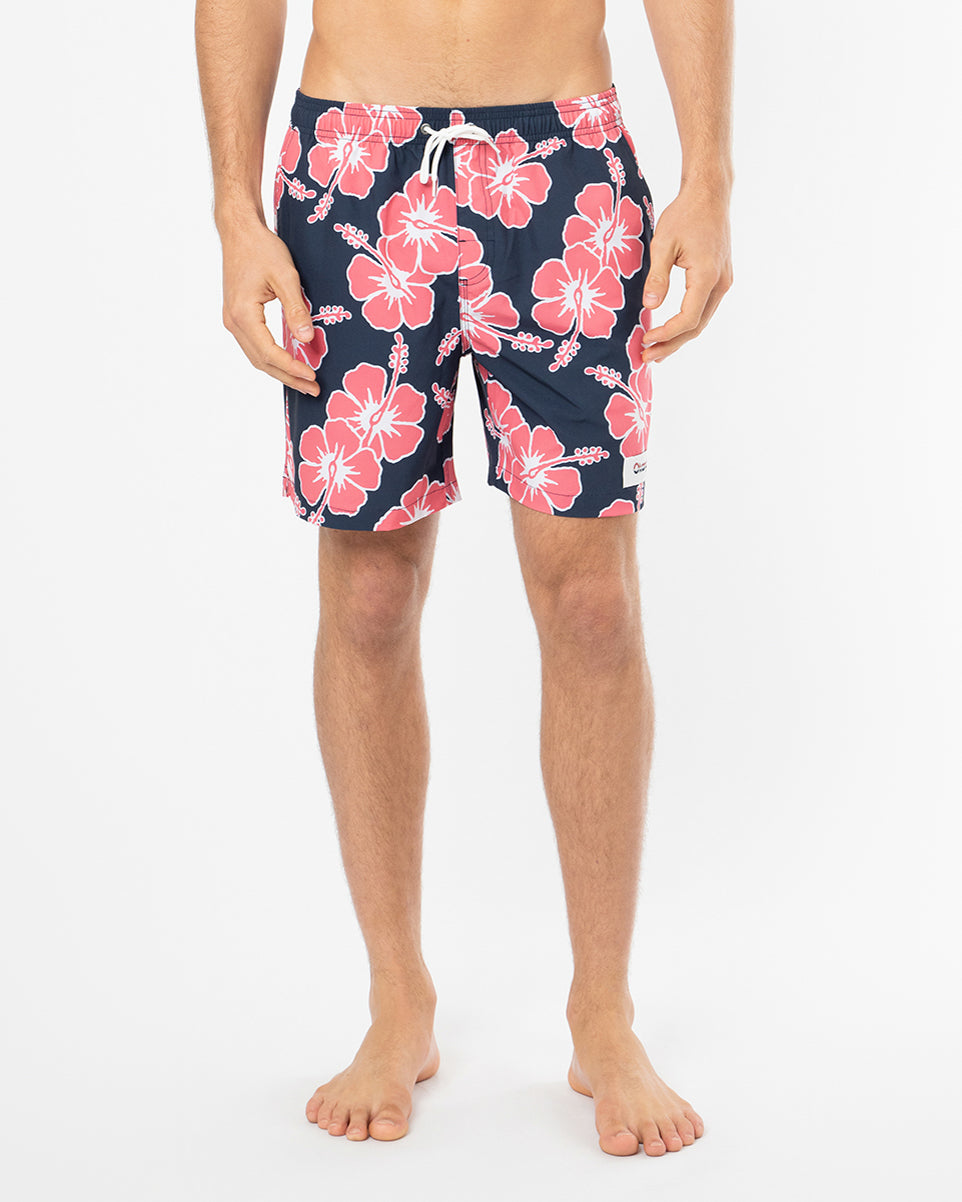 Way Back When Swim Short  - Stretch - Navy Pink White