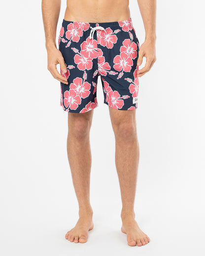 Way Back When Swim Short  - Stretch - Navy Pink White