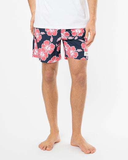 Way Back When Swim Short  - Stretch - Navy Pink White
