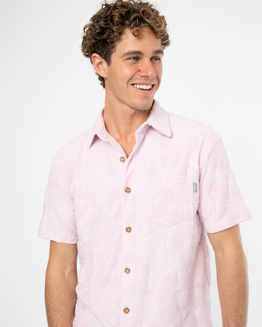 Mens Weekend Terry Shirt - Hibiscus Pale Pink