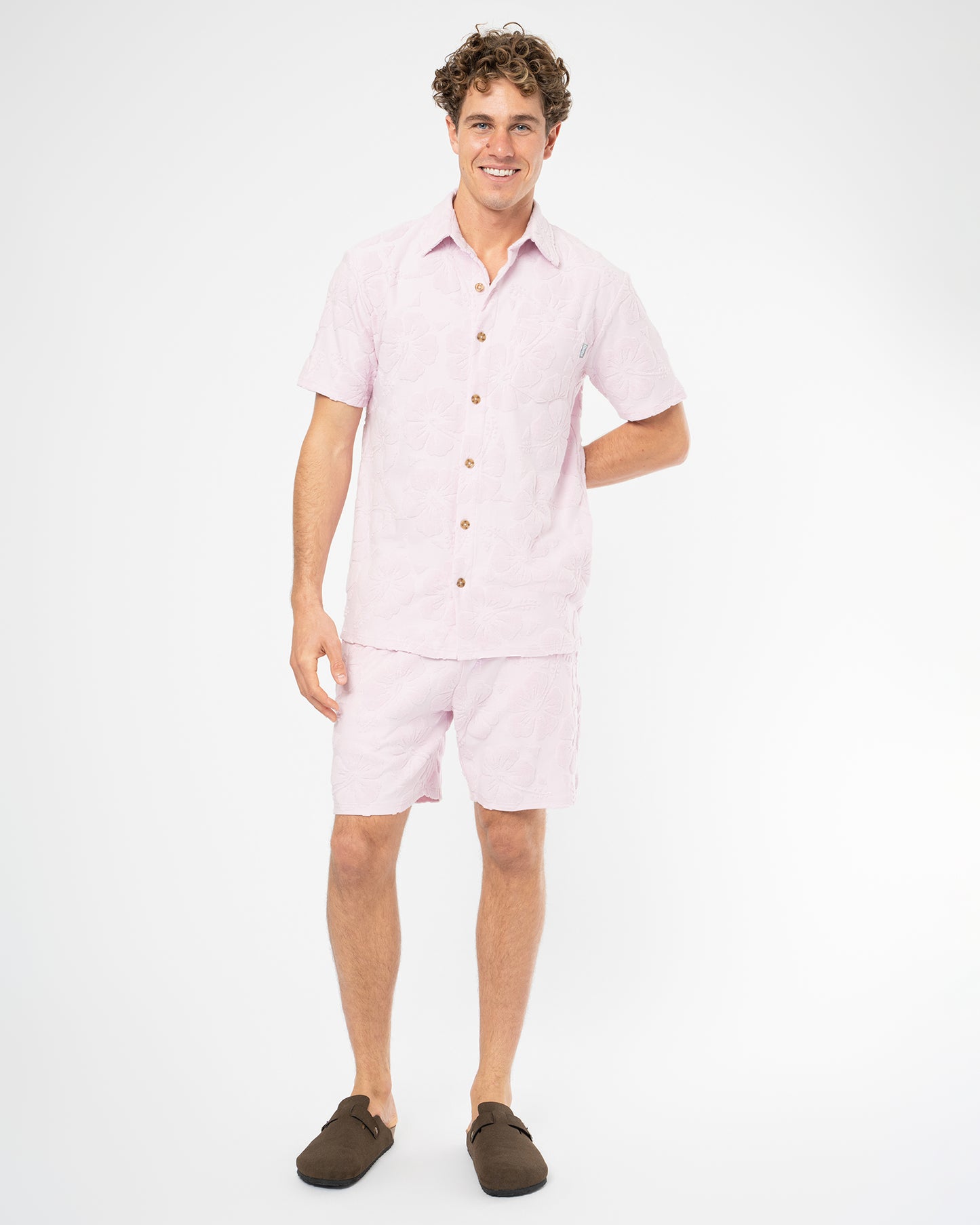 Mens Weekend Terry Short - Hibiscus Pale Pink