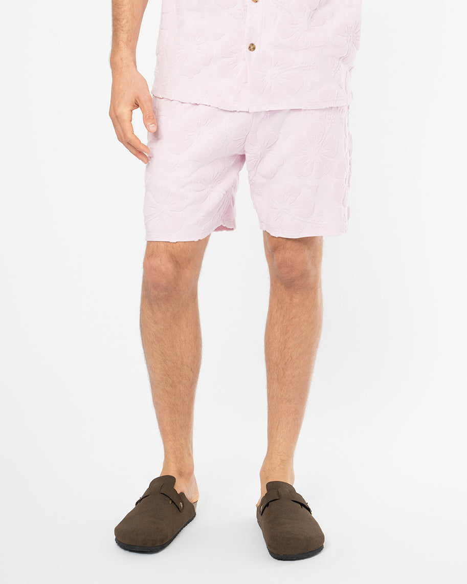 Mens Weekend Terry Short - Hibiscus Pale Pink