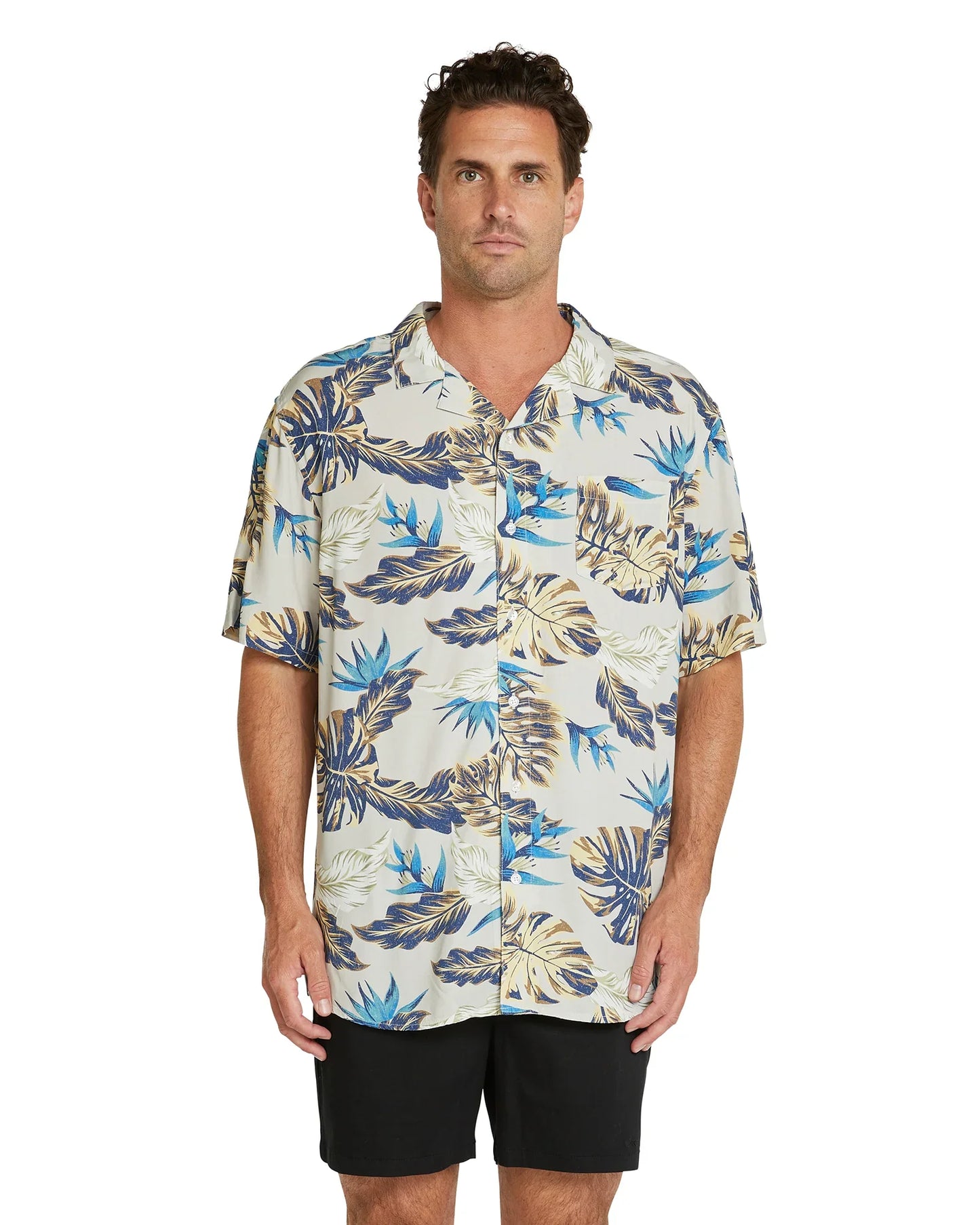 Mens - Aloha Short Sleeve Shirt - Tropical Fade - Stone