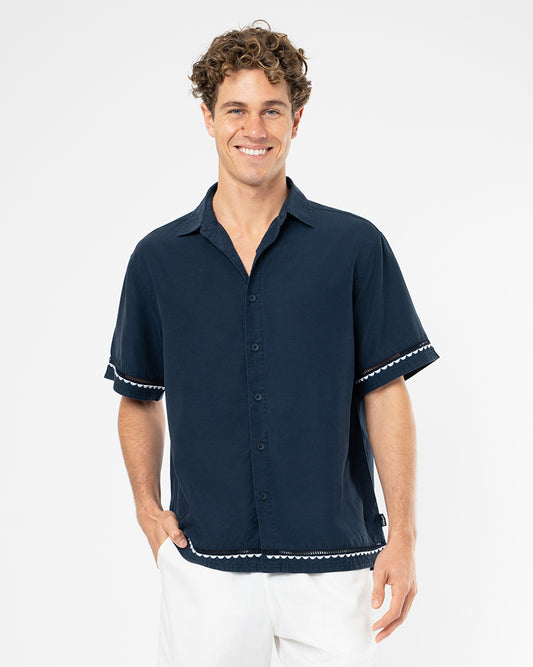 Mens Bloom SS Shirt - Navy