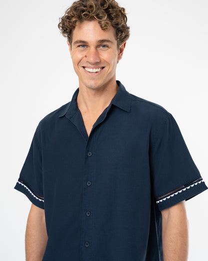 Mens Bloom SS Shirt - Navy