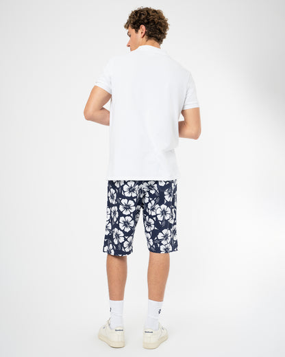 Mens Classic Long Short - Hibiscus Navy
