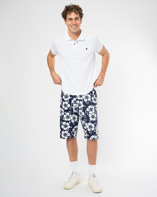 Mens Classic Long Short - Hibiscus Navy
