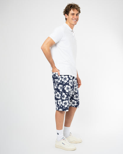 Mens Classic Long Short - Hibiscus Navy