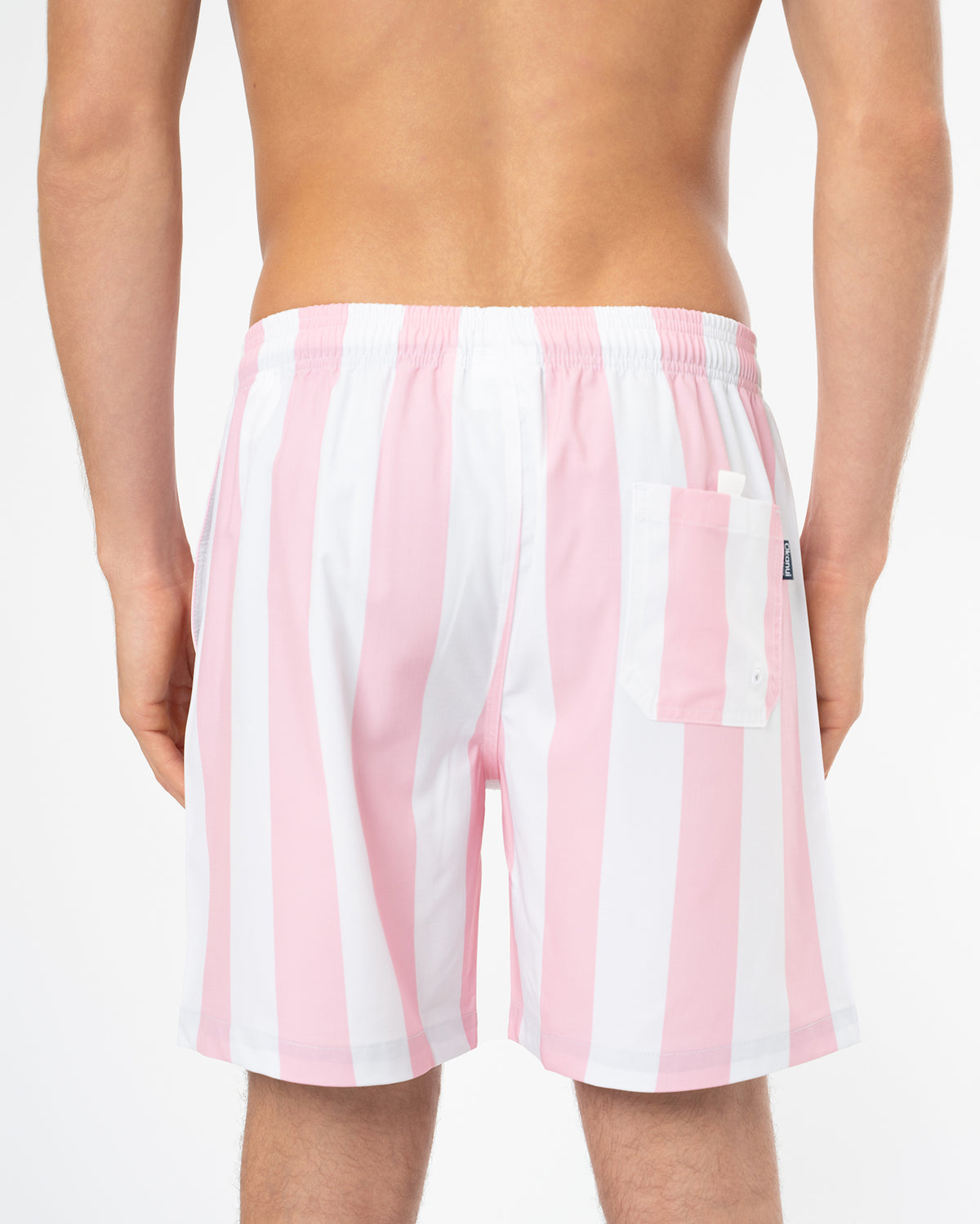 Mens Stripe Swim Short - Pale Pink