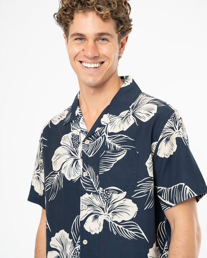 Jungle Aloha Shirt - Natural Navy