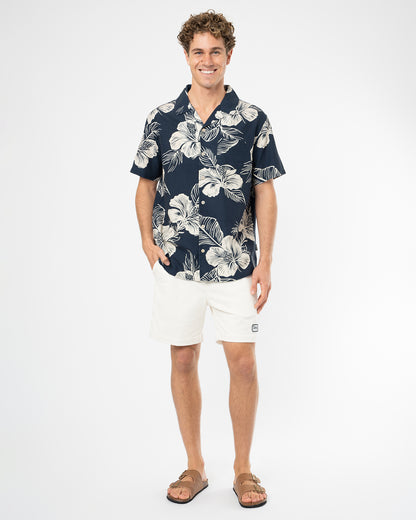 Jungle Aloha Shirt - Natural Navy