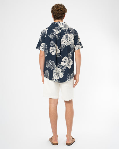 Jungle Aloha Shirt - Natural Navy