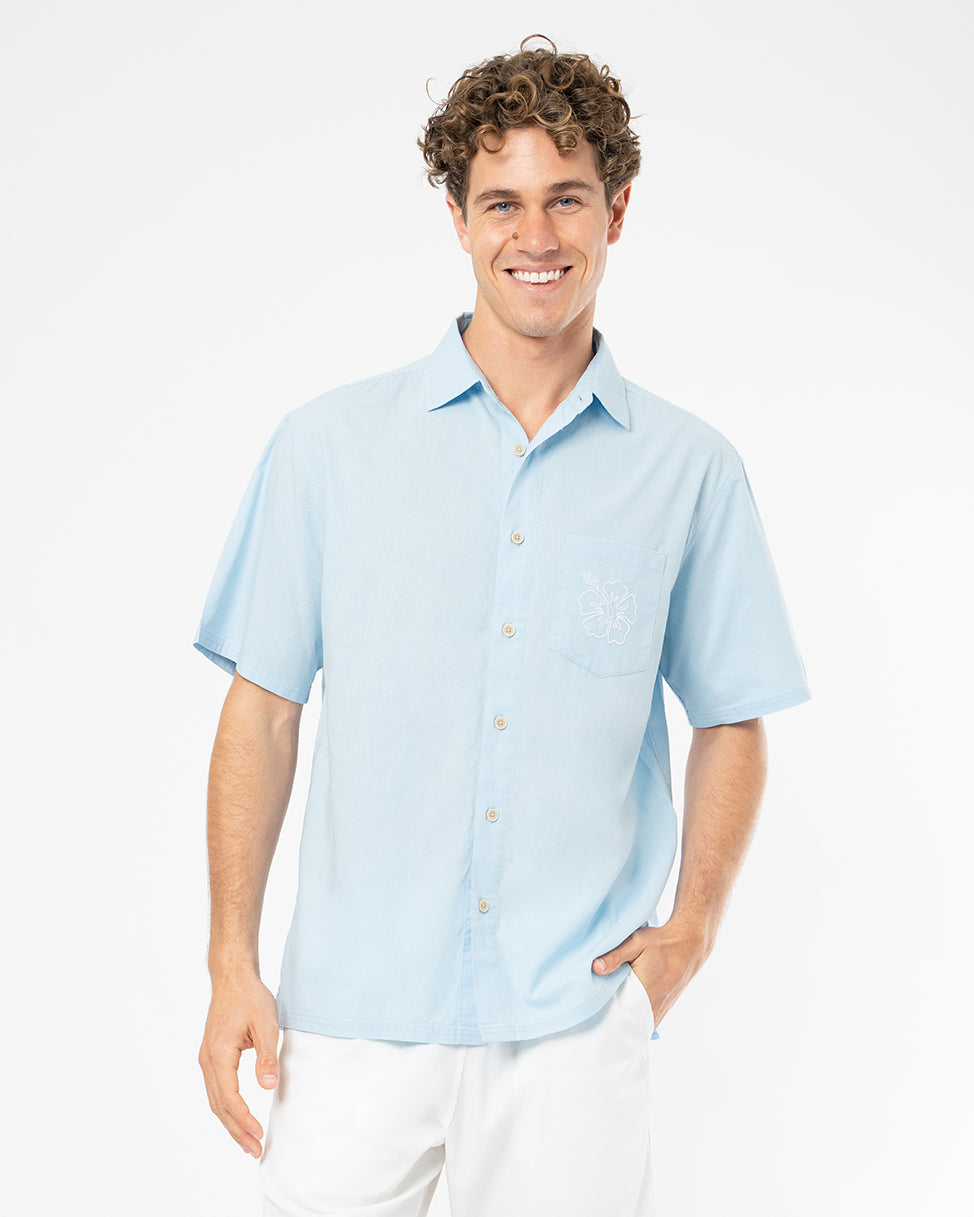 Mens Rinsed SS Shirt - Washed Ice