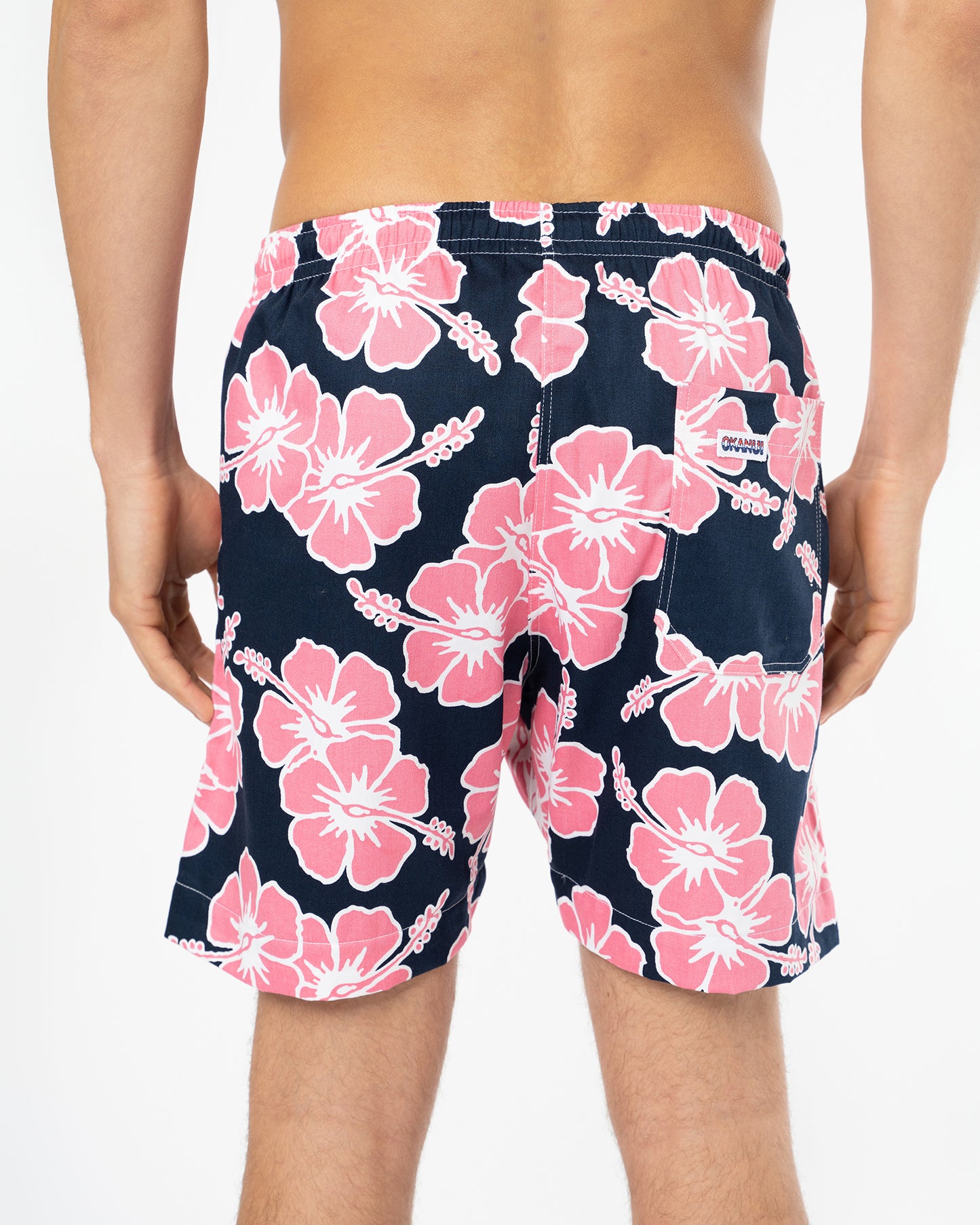 Way Back When Swim Short  - Stretch - Navy Pink White