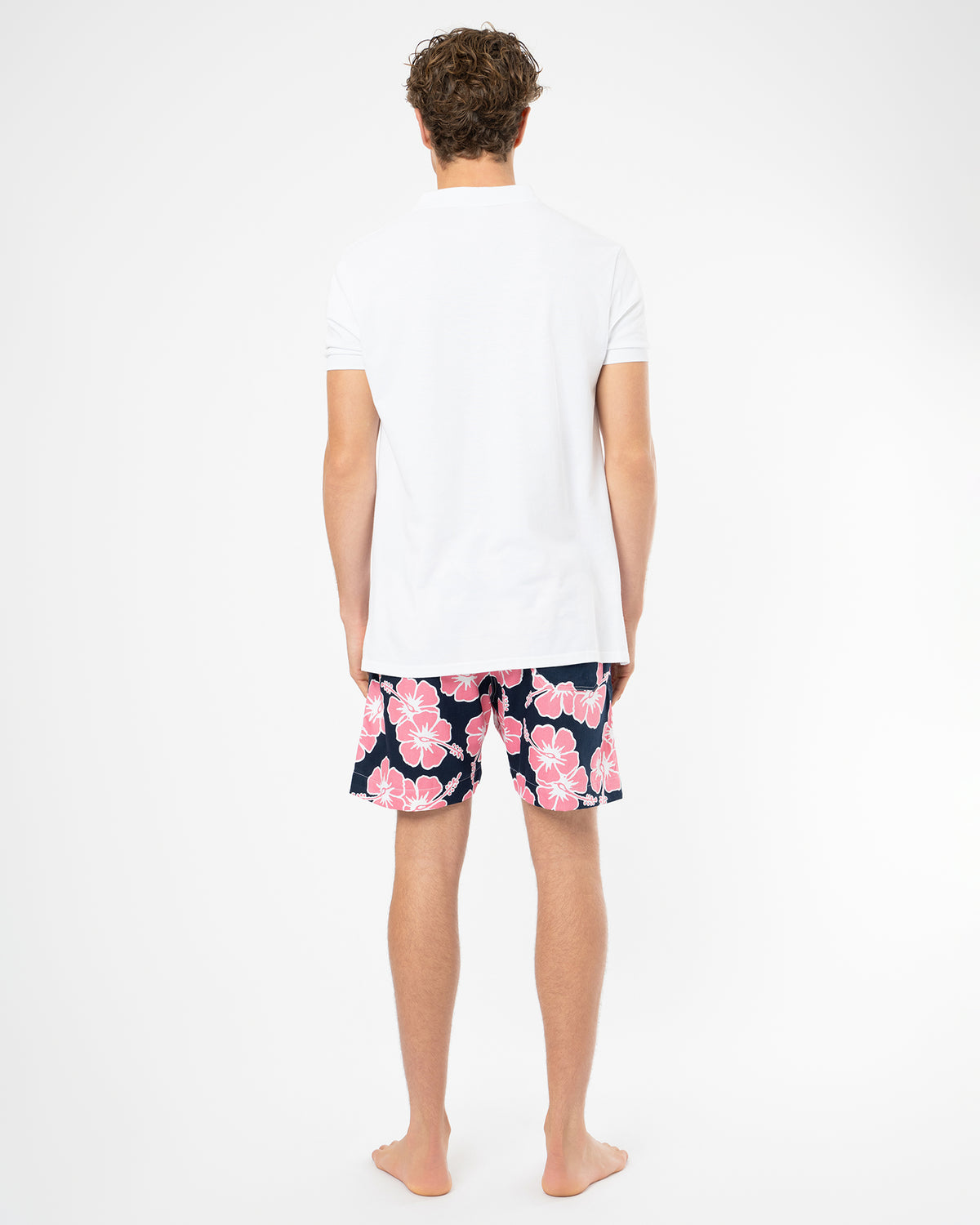Way Back When Swim Short  - Stretch - Navy Pink White