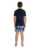 The Okanui Boy's spring short sleeve rashie showing the back view details.